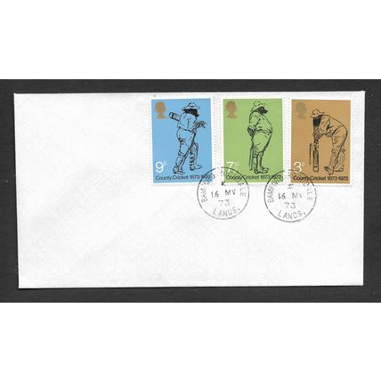 GREAT BRITAIN 1973 16th MAY CRICKET SG 928 - 930 3 VAL PLAIN FIRST DAY COVER#3