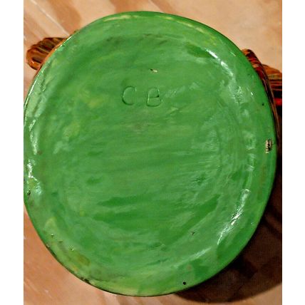 Ceramic Turkey Planter Art Pottery Piece Glazed Artist Signed CB Thanksgiving