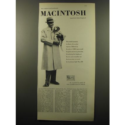 1959 Macintosh Coat Ad - The original and authentic Macintosh
