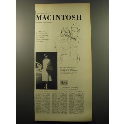 1959 Lady Macintosh Coat Ad - The original and authentic Macintosh