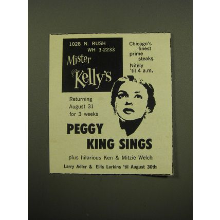 1959 Mister Kelly's Nightclub Ad - Peggy King Sings