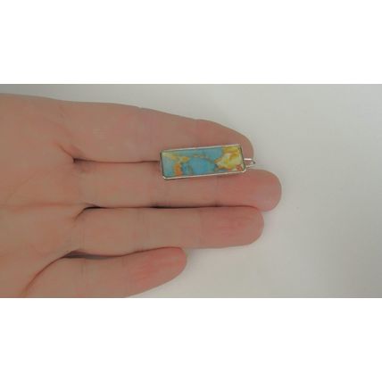 Small blue orange yellow enamel and metal hair clip barrette for fine thin hair