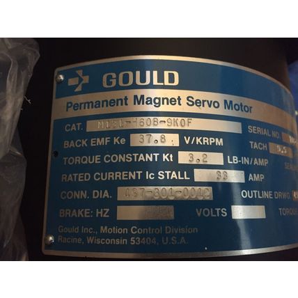GOULD M131-H60B-9K0F,M131H60B9KOF PERMANENT MAGNET SERVO MOTOR 33A,37.8 TORQU,CK