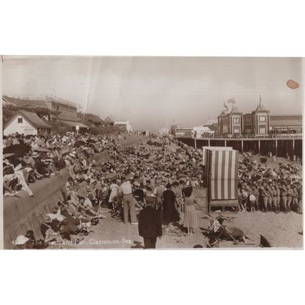 Boy Scouts at Punch & Judy Show at Clacton On Sea Essex Old RPC Worn Postcard