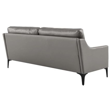 74.5" Wide Mid-Century Sofa Supple Genuine Leather Tan, Gray, Brown Ships FedEx!