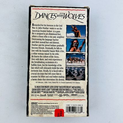 Dances With Wolves VHS Video Tape Kevin Costner, Mary McDonnell