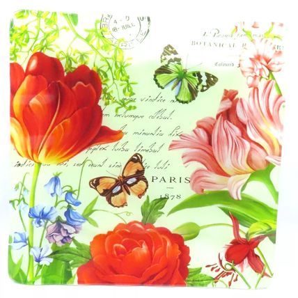 Butterfly Carte Postal Plate Decorative Fluted Glass Great Gift Idea Home Decor