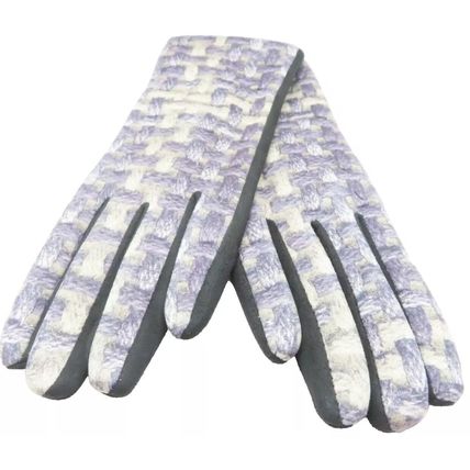 Ladies Gloves Shades of Grey Detail with Black Back 23 CM Clothing Accessory