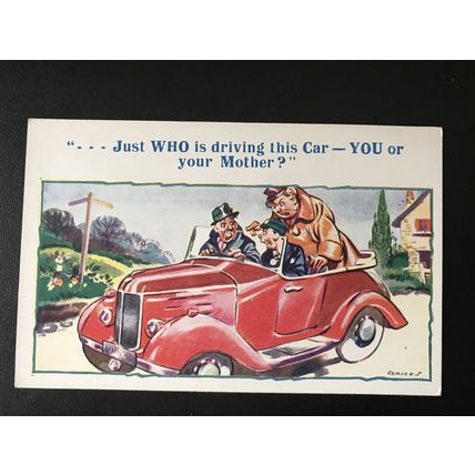 SEASIDE COMIC POSTCARD Just Who is Driving You or Your Mother? Unused Entire GC