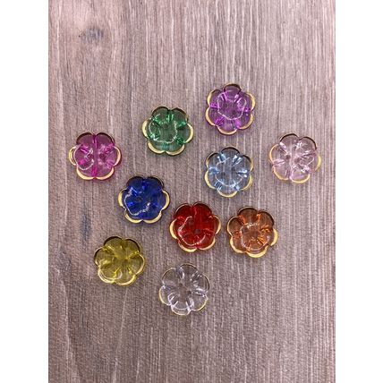 Clear Flower Gold Rim 2 Hole Buttons Knitting Cardigans Sewing 13mm 15mm 20mm