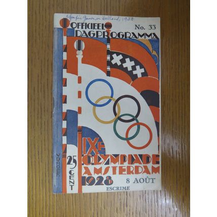 1928 AMSTERDAM OLYMPICS PROGRAMME No. 33 - VERY RARE
