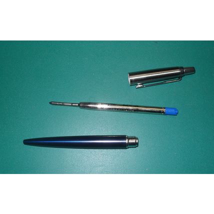 Parker Royal Blue chrome Ballpoint Pen Jotter? Jot box and partly used cartridge