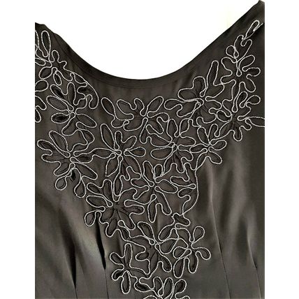 Kaliko Black Floral Cutout Embroidery Beaded Dress Size 14 UK