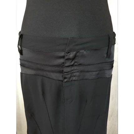 CYL Italy Black Satin Fitted Fluted Unique Vamp Goth Skirt Size S