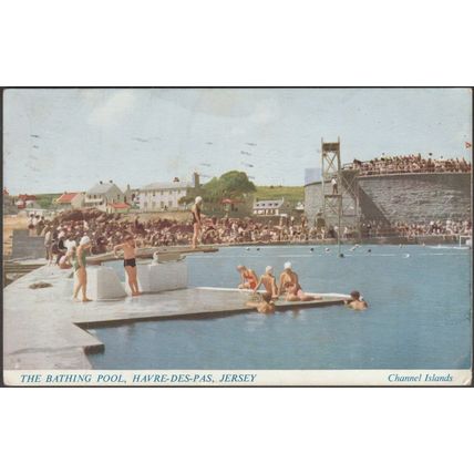 The Bathing Pool, Havre-des-Pas, Jersey, 1951 - Salmon Postcard