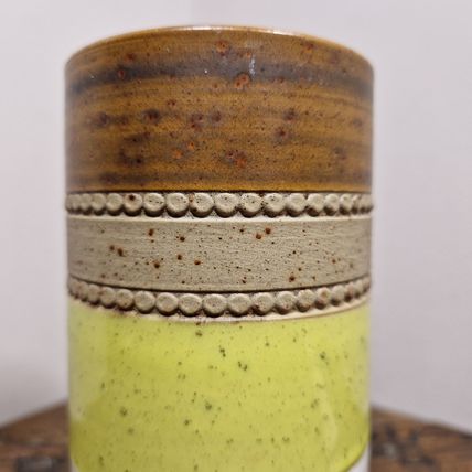 Vintage 1970s Denby Yellow Potters Wheel Vase