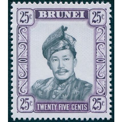 Brunei 1971 25c black & reddish violet Glazed paper SG127ab MNH