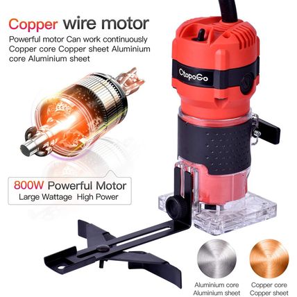 Compact Palm Router Tool, 800W Hand Wood Trimmer with 12PCS 1/4" Router Bits for