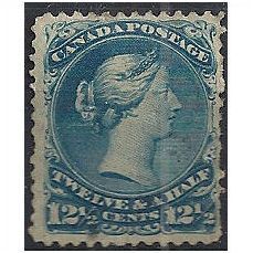 Canada 1868 SG50 12 1/2c Bright Blue Fine Used ..