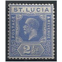St Lucia 1922 SG96 2 1/2d Bright Blue Mounted Mint . ..