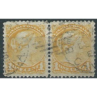 Canada 1877 SG74 1c Pale Dull Yellow Good/Fine Used PAIR ... .