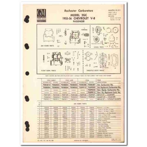 rochester carburetors 1955-56 chevrolet v-8 model 2gc vintage manual