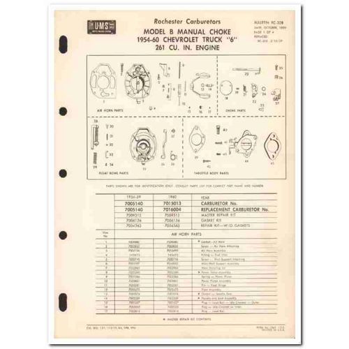 rochester carburetors 1954-60 chevrolet truck model b vintage manual