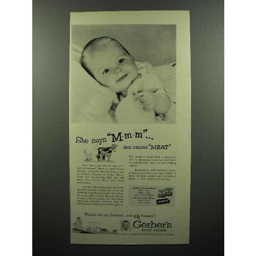 1952 Gerber's Baby Food Ad - She Means Meat