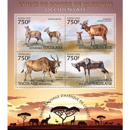 TOGO 2013 SHEET MNH BOVID SPECIES WILDLIFE ESPECIES BOVIDAS BOVIDE ESPECES 2