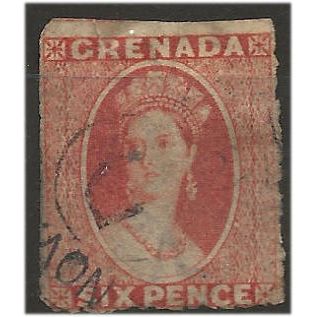 Grenada 1863 SG6 6d Rose Wmk Small Star Fine Used . ..