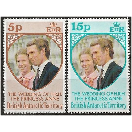 British Antarctic Territory 1973 Royal Wedding Set SG42-43 Unmounted Mint . .. .