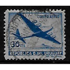 URUGUAY 1947 AIR DOUGLAS DC - 4 36c BLUE SG 958 FINE USED