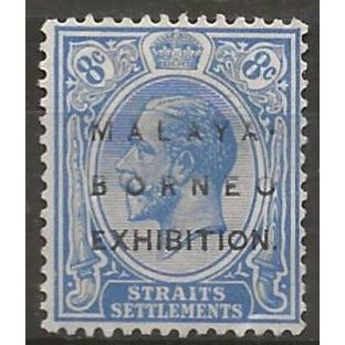 Straits Settlements 1922 SG244 8c Ultramarine Malaya Borneo Exhib Mounted Mint..