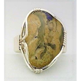 Opal Silver Wire Wrap Adjustable Gemstone Ring 6