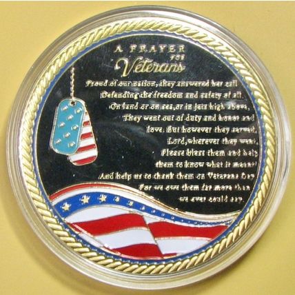 Veteran's Prayer. Challenge Coin. 1.75". 88b.