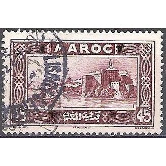 Maroc 1933 Michel 103 O Cote (2005) 0.80 € Forteresse Udayas Rabat Cachet rond