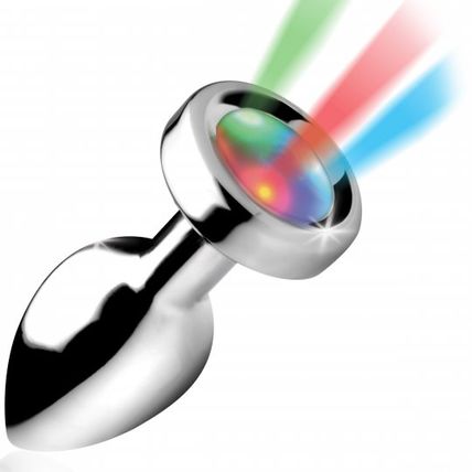 Light Up Anal Plug Small Metal Rave Show Booty Sparks Ass Butt Play LED Aluminum