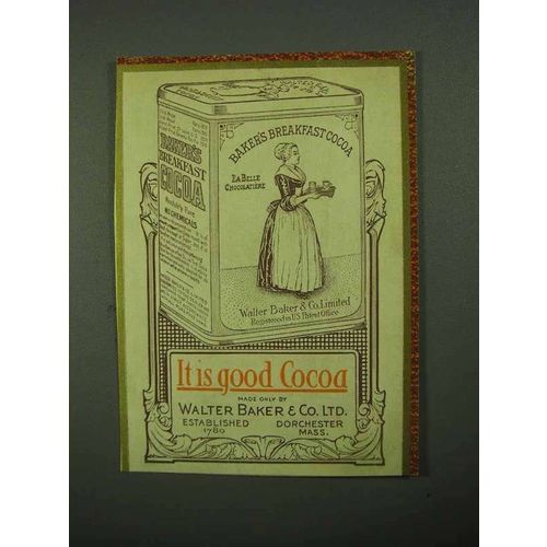 1922 Baker's Breakfast Cocoa Ad - It Is Good Cocoa