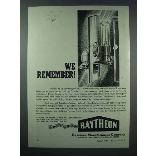 1943 Raytheon Power Tubes Ad - We Remember!