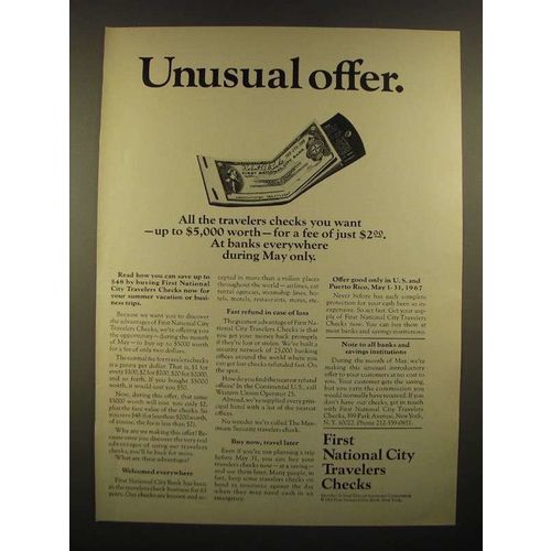 1967 First National City Travelers Checks Ad - Unusual Offer