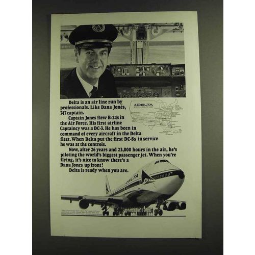 1972 Delta Airlines Ad - Dana Jones, 747 Captain