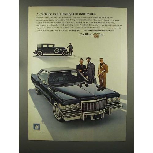1975 Cadillac Car Ad - No Stranger to Hard Work