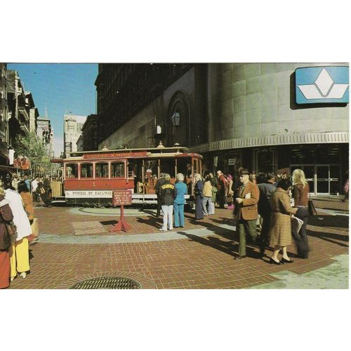 Tram Postcard San Francisco Cable Car 1 Powell & Market St Turntable Tramcar