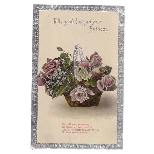 JOLLY GOOD LUCK ON YOUR BIRTHDAY .. used vintage postcard c.1910/20s /