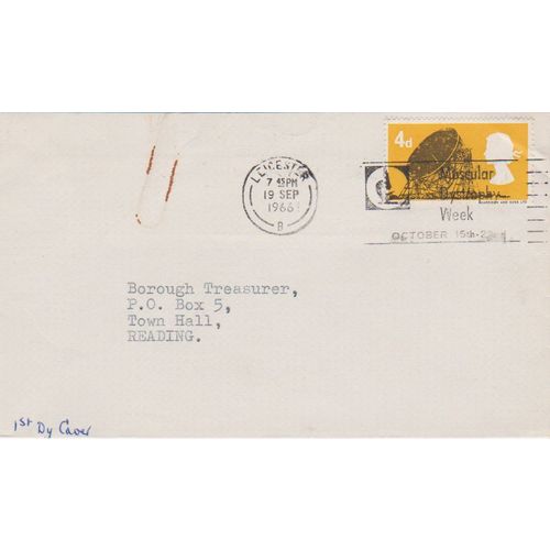 GB 1966 FDC Radar Leicester to Reading paperclip rust mark front otherwise ok