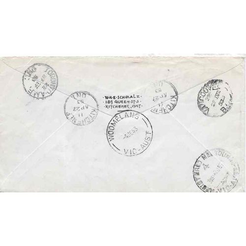 Canada Prime Ministers ISSUE AIR MAIL 1953, Kitchener ONT to Australia