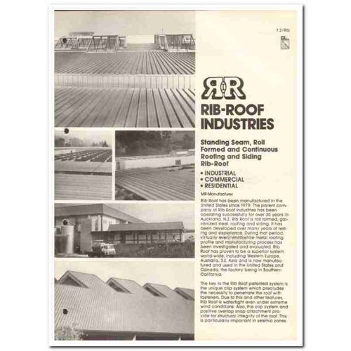 RIB-ROOF INDUSTRIES INC 1982 standing seam roofing vintage catalog