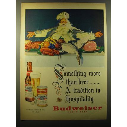 1950 Budweiser Beer Ad - Something more than beer.. A tradition in hospitality