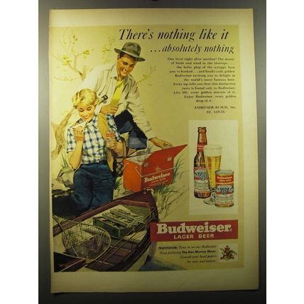 1950 Budweiser Beer Advertisement - Fishing