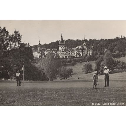 Golf Course Putting Green Dolder Hotel Swiss Lady Golfer Postcard